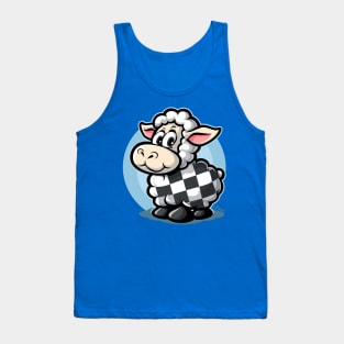 checkered pattern racing flag cartoon sheep Tank Top